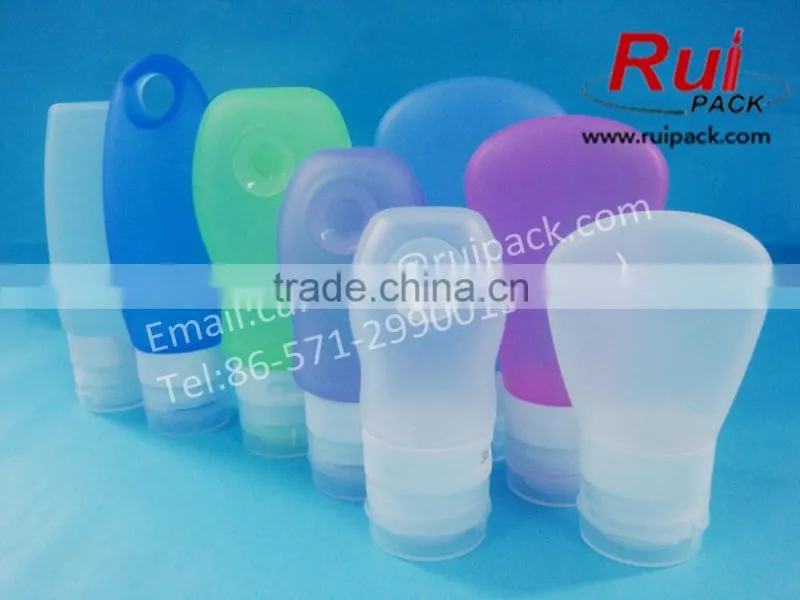 38ml 60ml silicone bottles with sucker for hand soap/shampoo, reuse silicone travel bottles