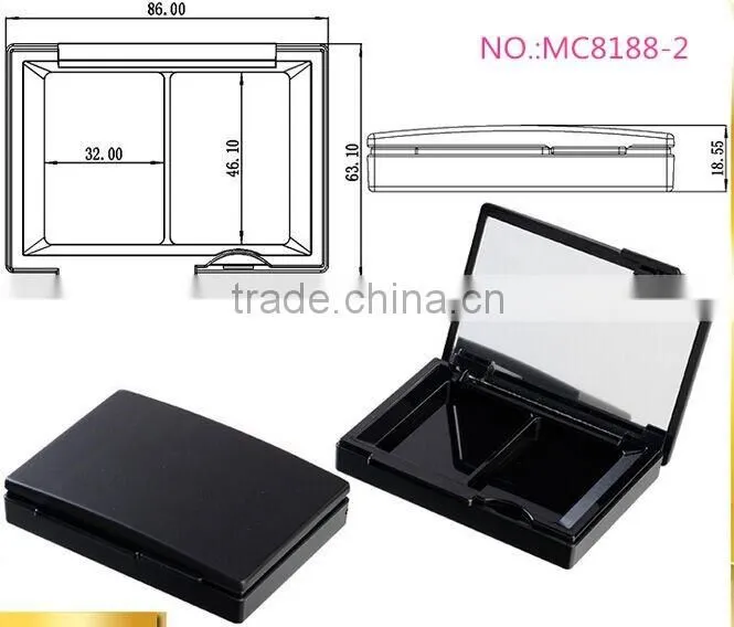 MC8188-2 matte black sqaure compact case with mirror