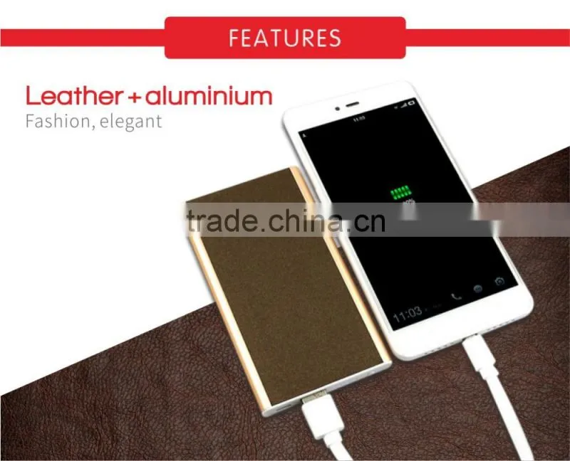 Low Price leather slim power bank 4000mah portable charger