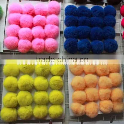 Hot Sale Raw Material Fur Ball Real Rabbit Fur Pom Pom Keychain
