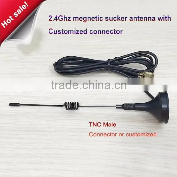 Hot sale!! 2.4G 7DBI sucker antenna wifi antenna with magnet base extension cable 1.5m SMA male connector