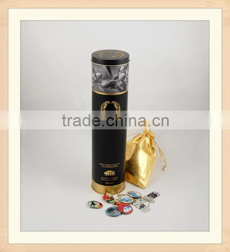 metal round cylinder packaging box for wine