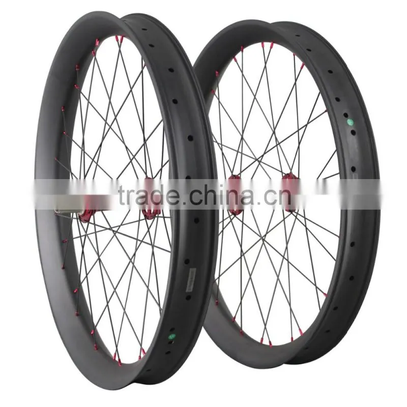 2016 carbon fiber fat bike wheels full carbon 26er fatbike wheel snow beach wheelset FW65