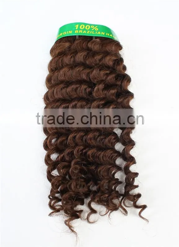 OEM factory DEEP CURL hair natural color virgin brazilian hair weave