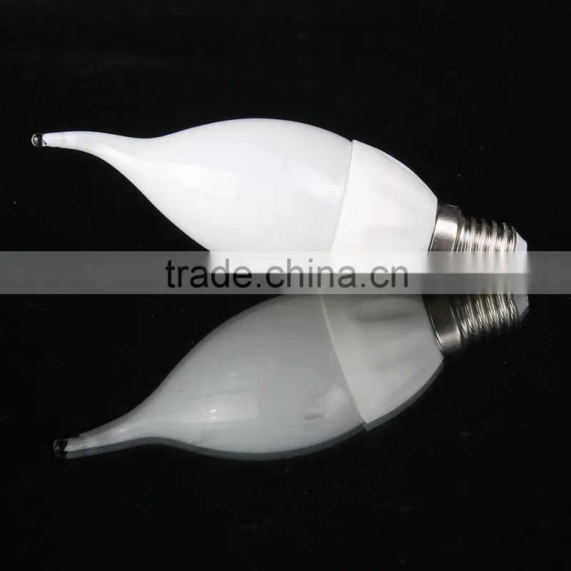 High quality milky cover smd3528 e14 led candle lamp 1.5w with tail 110v 220v