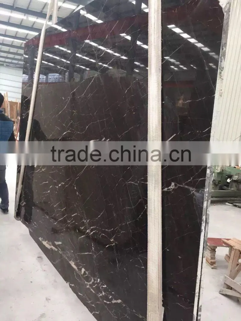 Cheap Chinese brown marble new Ouwang marble slab with white veins