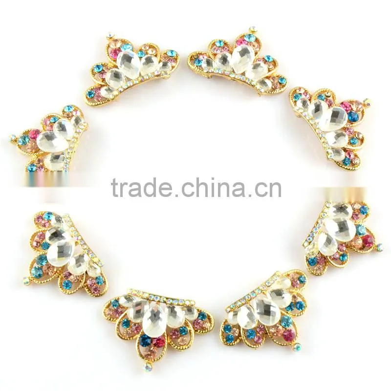 32mm Wholesales Gold Plating AAA Quality Alloy Crown Crystal Rhinestone Buttons for WeddingJewelry Garment Accessory