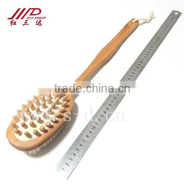 Wooden long handle cleaning brush for bath massage