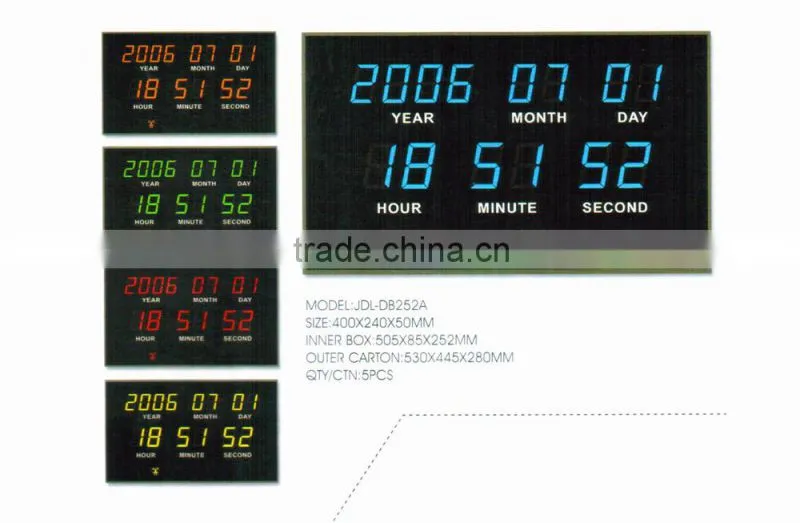Electric LED Digital Wall Calendar Clock with Time and Date Display/Radio Controll Function Available for Germany and Netherland