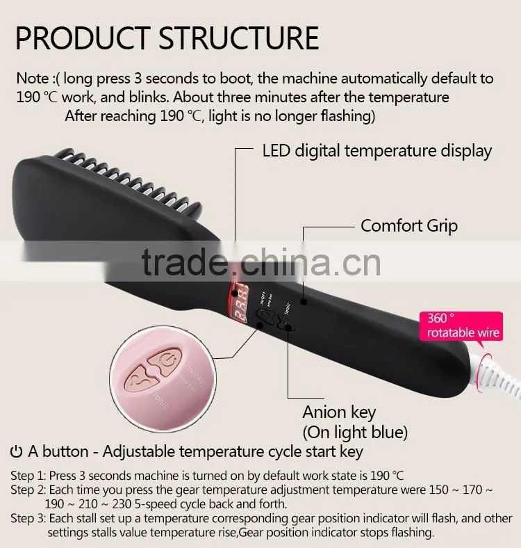 pro styler new hair curling brush hair straightening straight ceramic flat iron comb as seen on tv hairdressing salon equipment