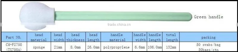 Good absorbency OEM Industry Cleaning Clean Room Swabs with Foam Head