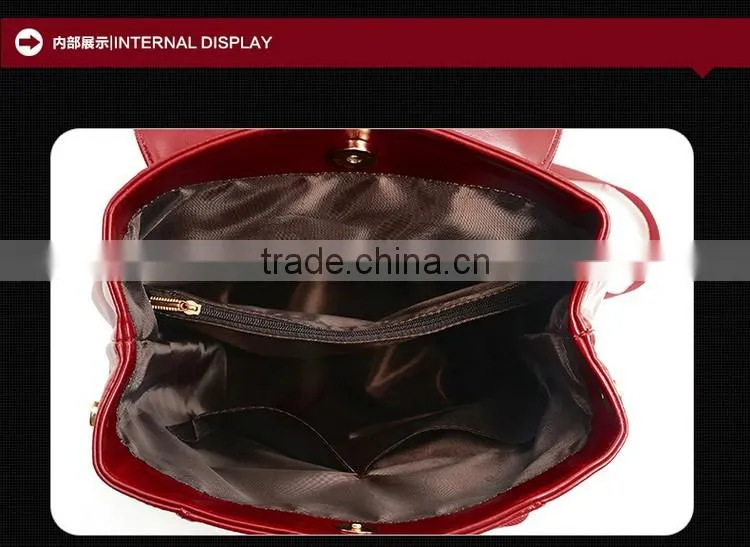 China Alibaba Shop Fashion Korean Style women red leather backpack for girls made in china