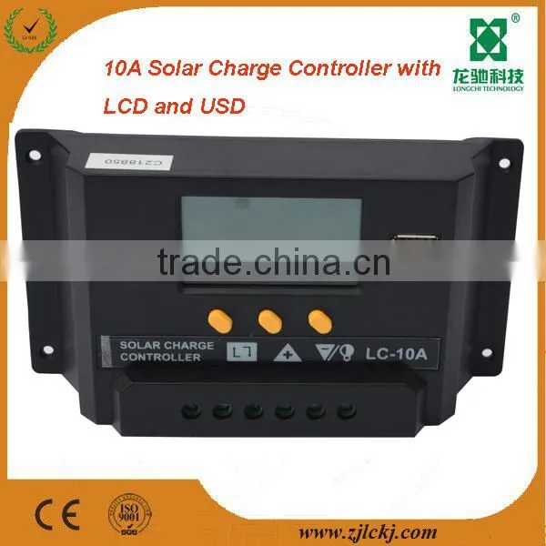 Promotion Price!12V 24V 10A PWM solar charge controller with LCD and USB