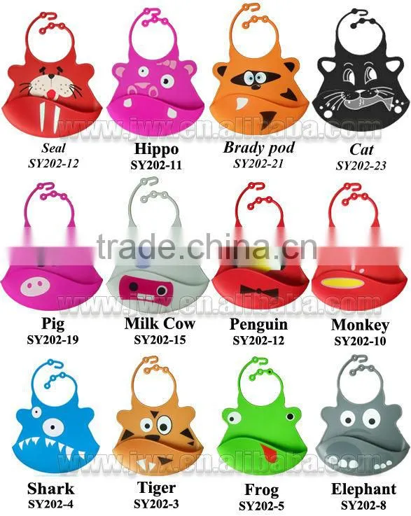 2014 china supplier bib wholesale where to buy cartoon baby bibs Newly Food Grade Comfortable & Soft Silicone Baby Bib