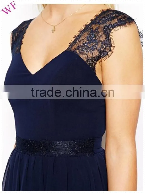 OEM ladies lace dress design high quality polished lace dress
