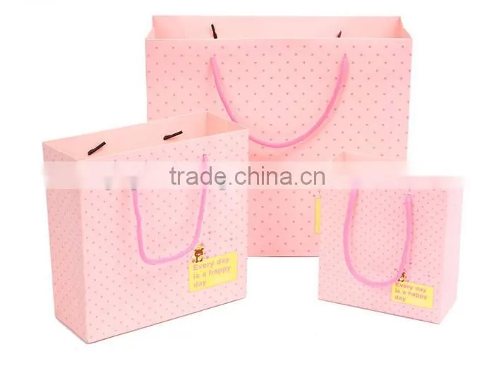 Fancy folded die cut handle offset printing kraft paper bag