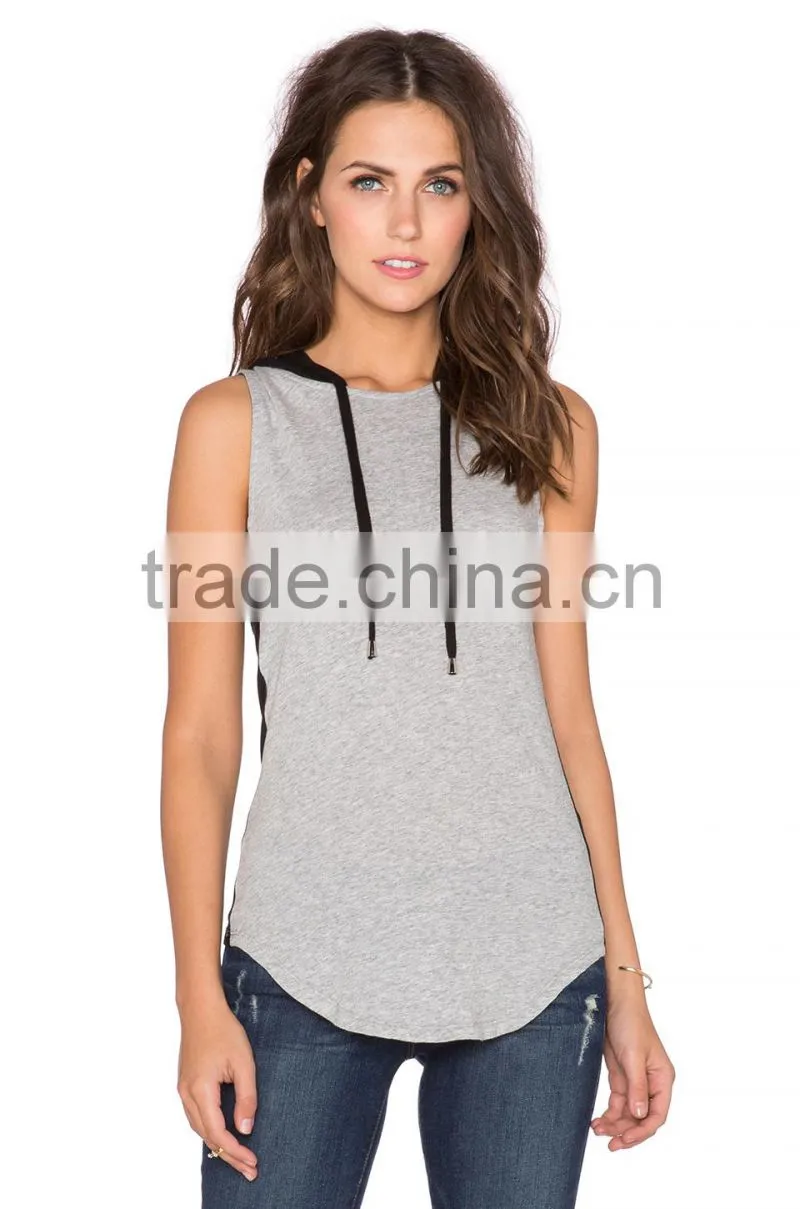 New Design Vest Womens Hooded Tank Top Women Hood Sleeveless T-Shirt Simple Tank Top With Hood