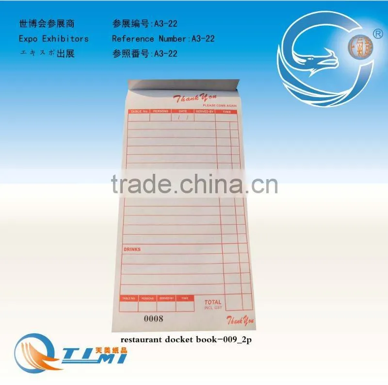 restaurant docket book(large table order book),take away docket book,