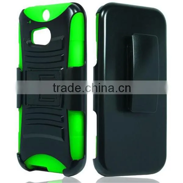 Rugged Hybrid Hard Mobile Phone Case Belt Clip Holster For HTC One M8
