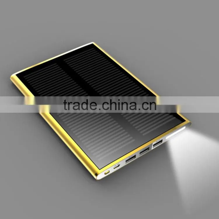 12000mah dual usb portable solar panel power bank