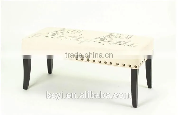 Solid Wood Style Home Furniture Fabric Foot Stool / wooden Shoe stool bench (KY-3038)