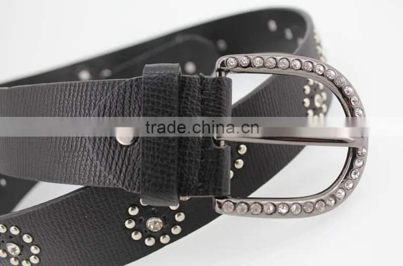Women's Fashion flowermetal studded jeans belt with shiny rhinestone accessories in Chinese factory