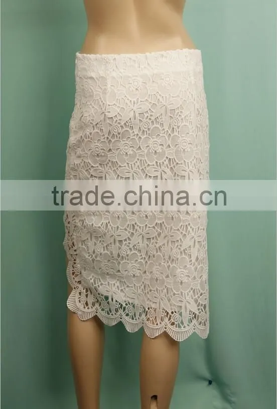 2016 S/S short fancy designs ladies unique white lace long skirts