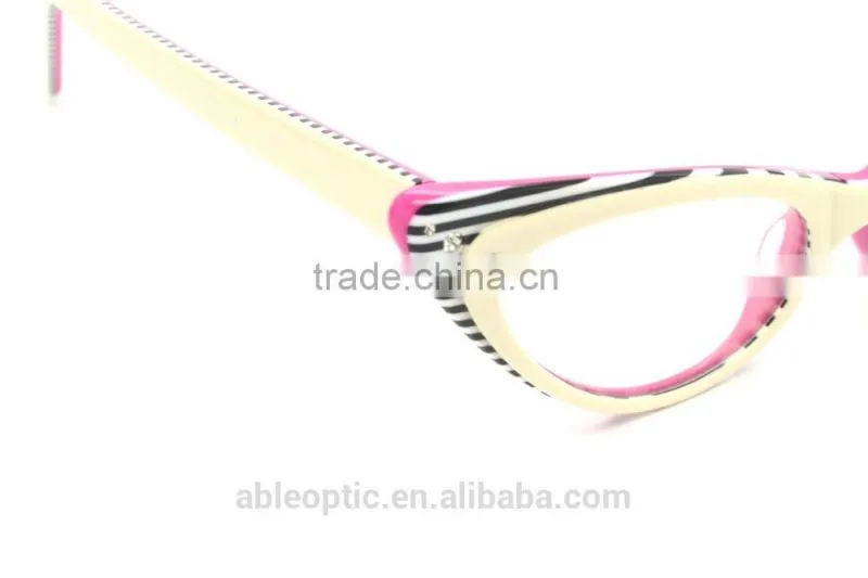 UNIQUE fox eye shape fashion design student acetate hand made spectacles optical frames eyewear eyeglasses with diamond