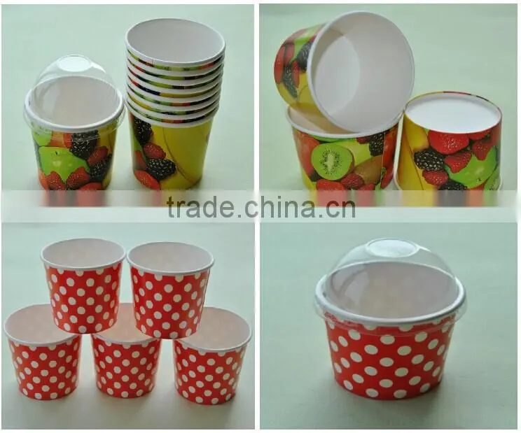 Printed double PE coated cold paper cup for soda/coke/juice drink and lid cover