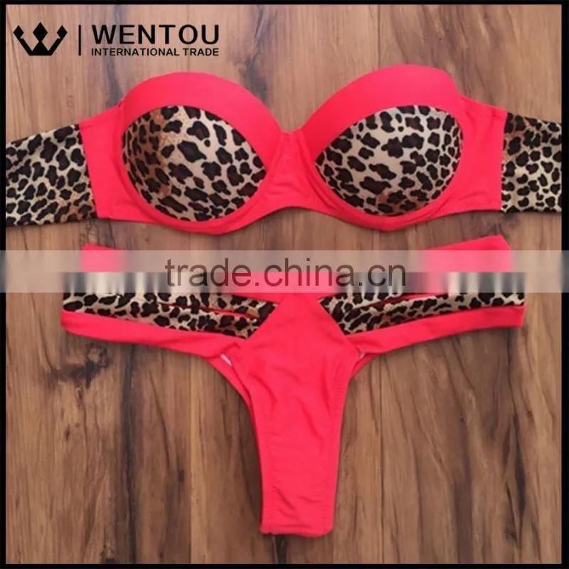 Summer Push Up Beach Print Leopard Bikini Swimwear 2016