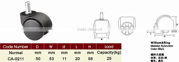 Wholesale Hot Free Sample Nylon Competitive Price Office Chair Adjustable Height Casters
