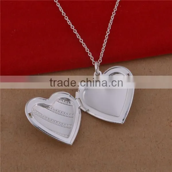 plated silver copper heart necklaces with pendant doll