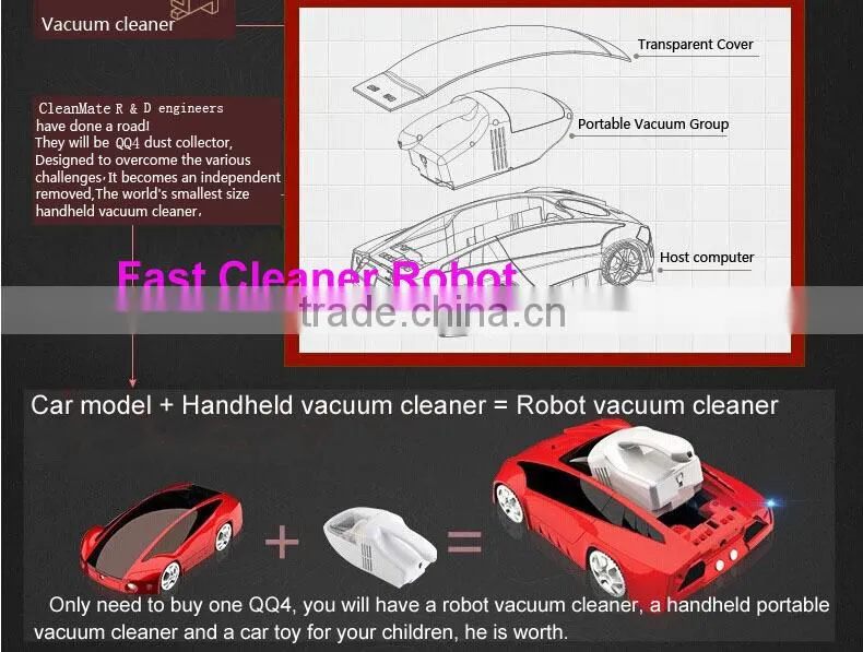 Newest design car style robot vacuum cleaner china and portable handheld vacuum cleaner double use
