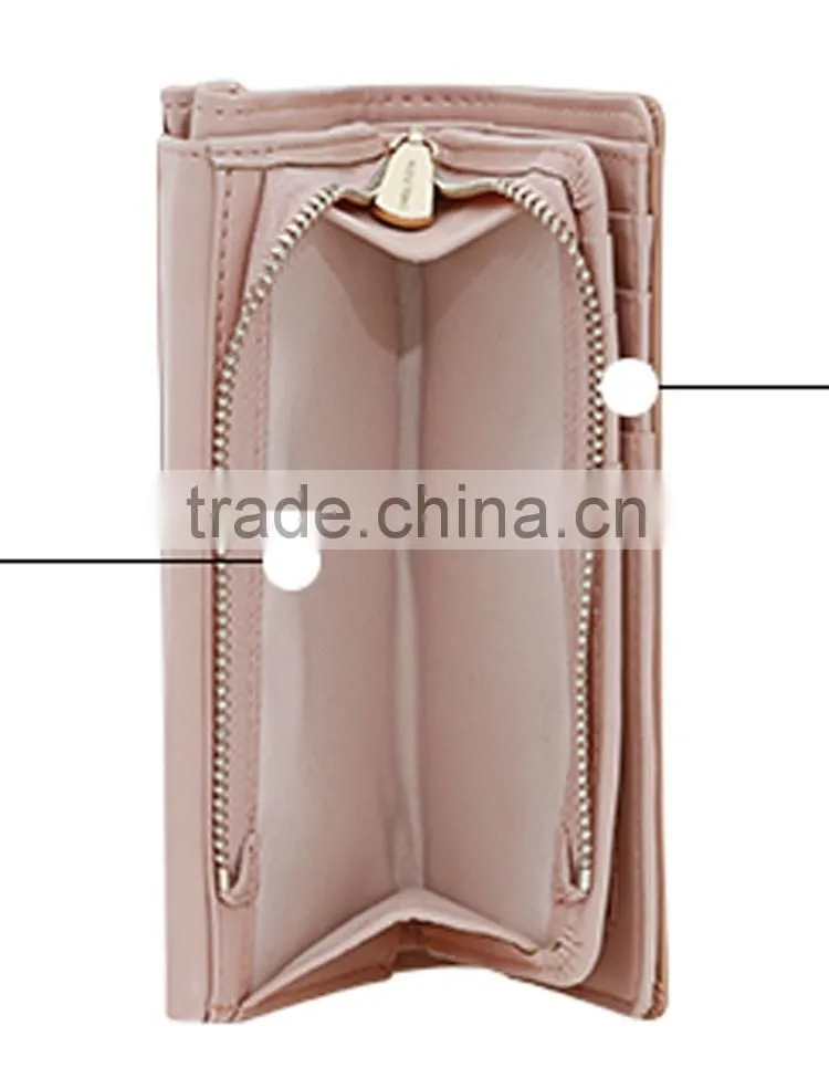 Pretty girls pink color faux leather wallet with heart shape lock