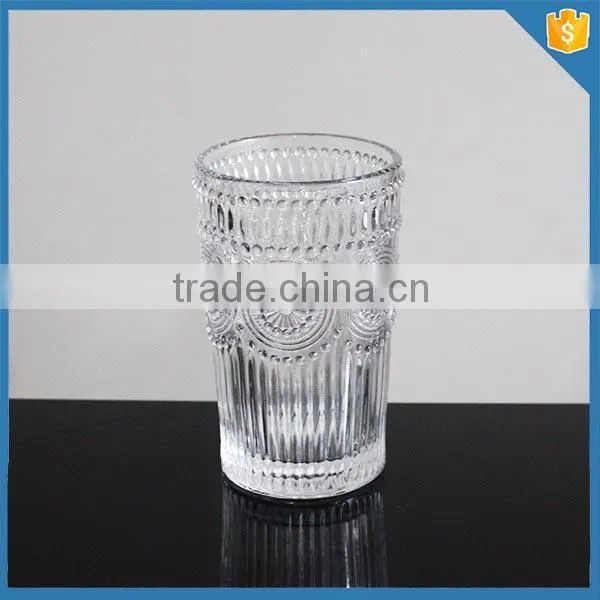 Pressed sunflower embossed glass tumbler wine glasses