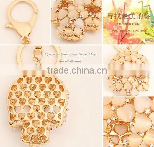 Kingman 2013 Rhinestones High Quality Skull Head Keychain