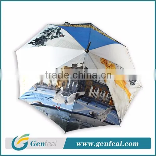 8k ribs heat transfer printing waterproof fabric for wooden handle umbrella