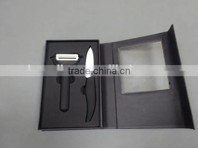 Ceramic Knife with a Peeler in Black Window Box packaging