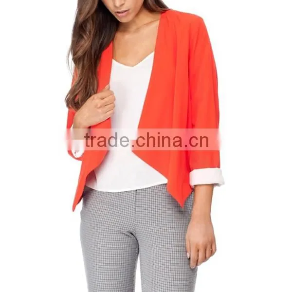 wholesale new style waterfall long sleeve coat for women jacket in new model