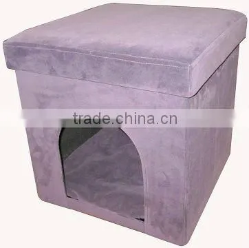 Purple suede bed foot stool