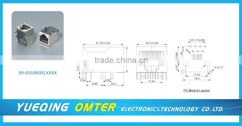 rj45 smt type pcb jack connector