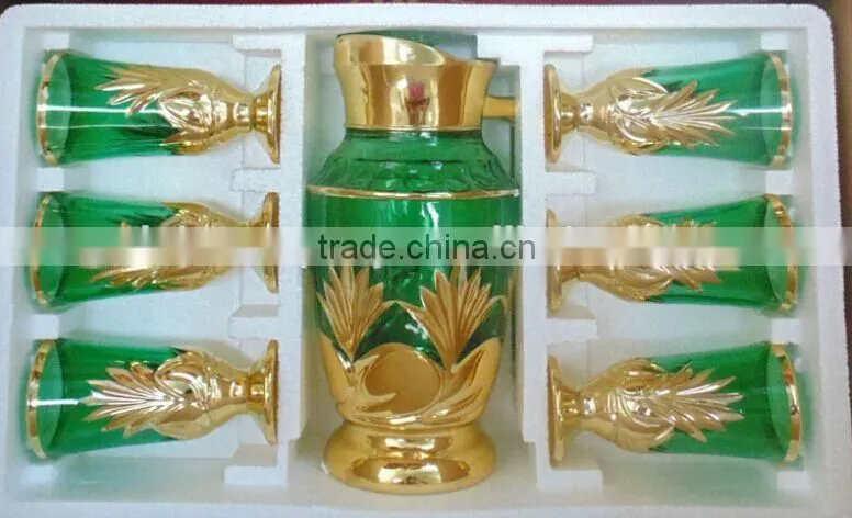 stock gold colored glass drinkware water jug set