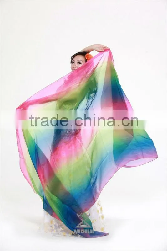 Wholesale Qiancai Wuchieal cheap colorful Belly Dance Veil,professional Indian bellydance veil SJ001