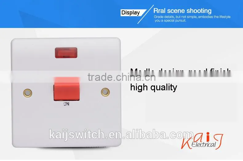 China Alibaba Supplier 1 gang 45a DP light switchs with neon