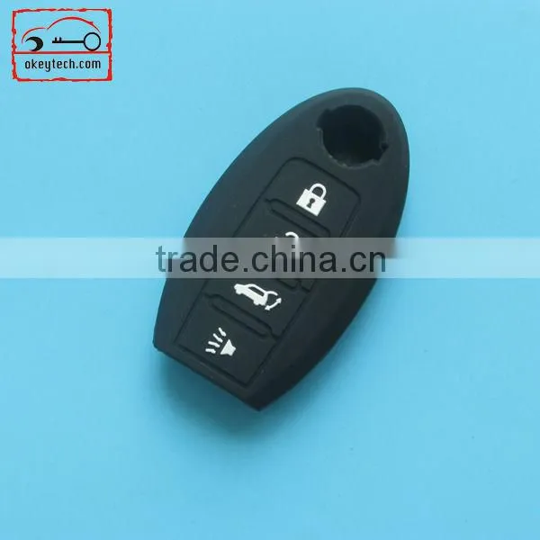 Okeytech silicone key cover nissan 4 buttons silicone key cover for nissan silicone car key cover