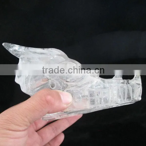 Amazing Natural Clear Quartz Crystal Dragon Head Skull