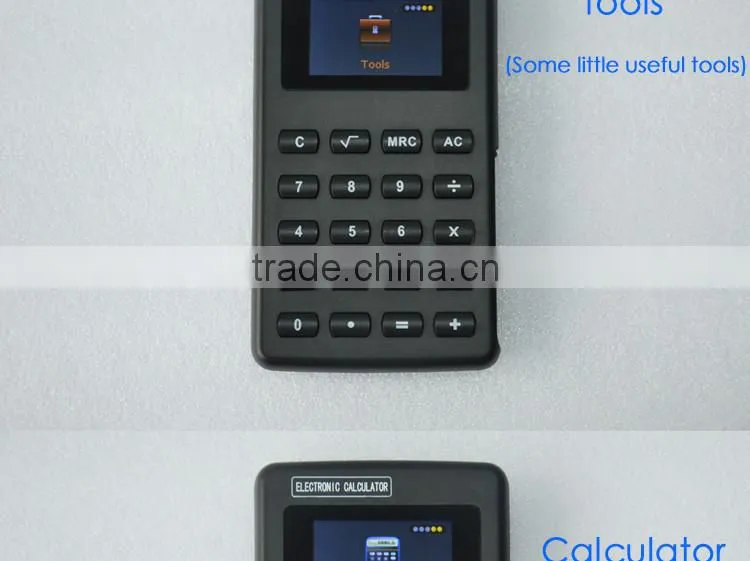 Magic Calculator with MP4 function has eBook, Photo, Music, Video, Recorder, FM Radio, Emergency Button to back to Calculator