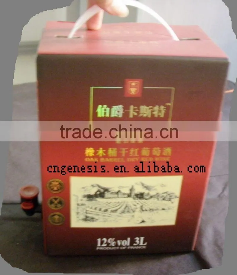 portable red wine bag in box/ spouted wine bag