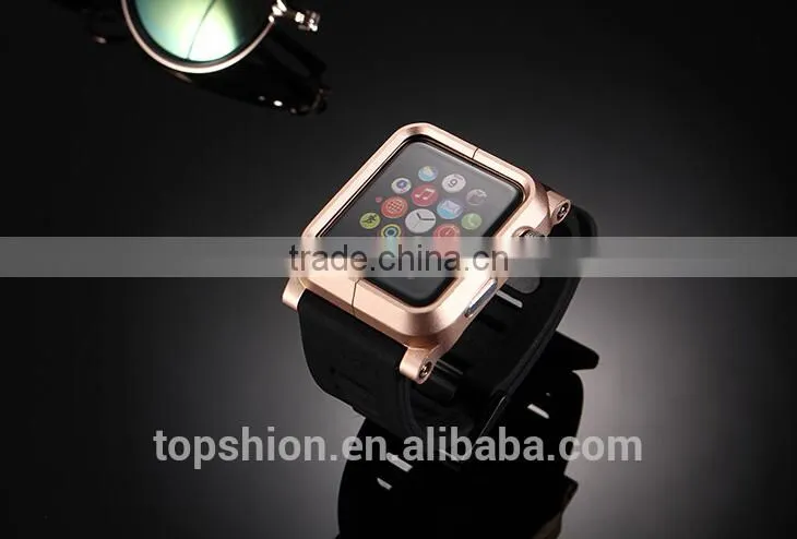 2016 hot new products for Apple watch silicone band wristband strap with aluminum metal case cover