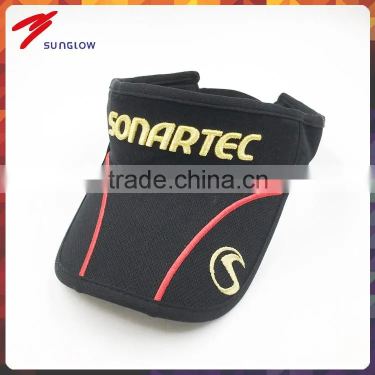Long brim 100% polyester 3D embroidery men's sports sun visor